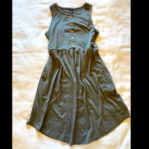 Grey dress with little brown buttons